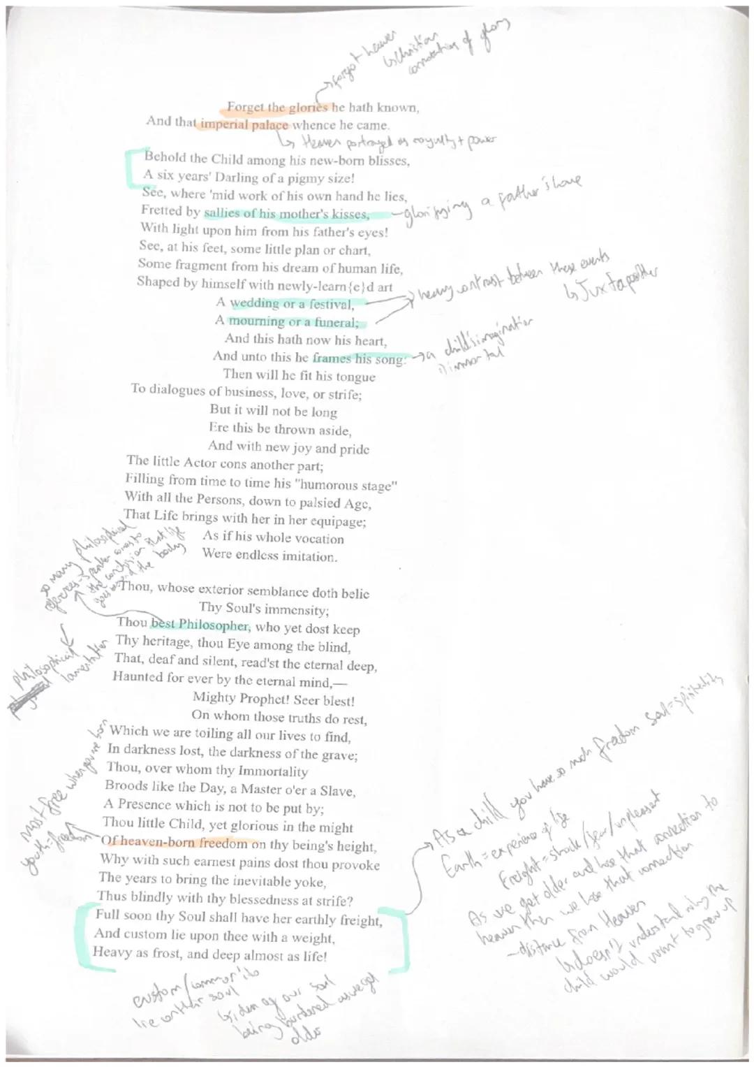 Ode: Intimations of Immortality from Recollections of Early
BY WILLIAM WORDSWORTH
Devotion tomhe
yearning for weckin to
Getter than many Chi