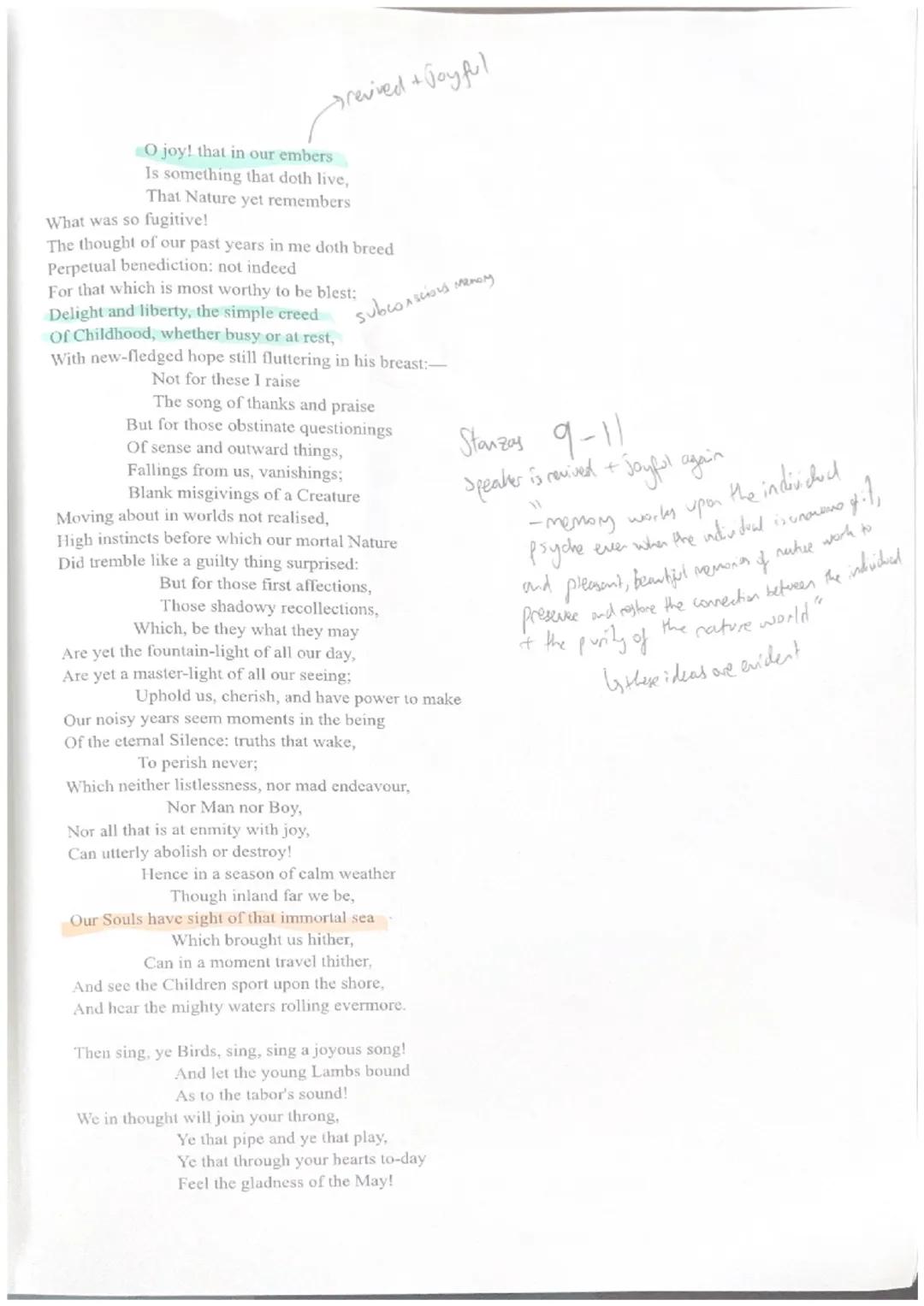 Ode: Intimations of Immortality from Recollections of Early
BY WILLIAM WORDSWORTH
Devotion tomhe
yearning for weckin to
Getter than many Chi