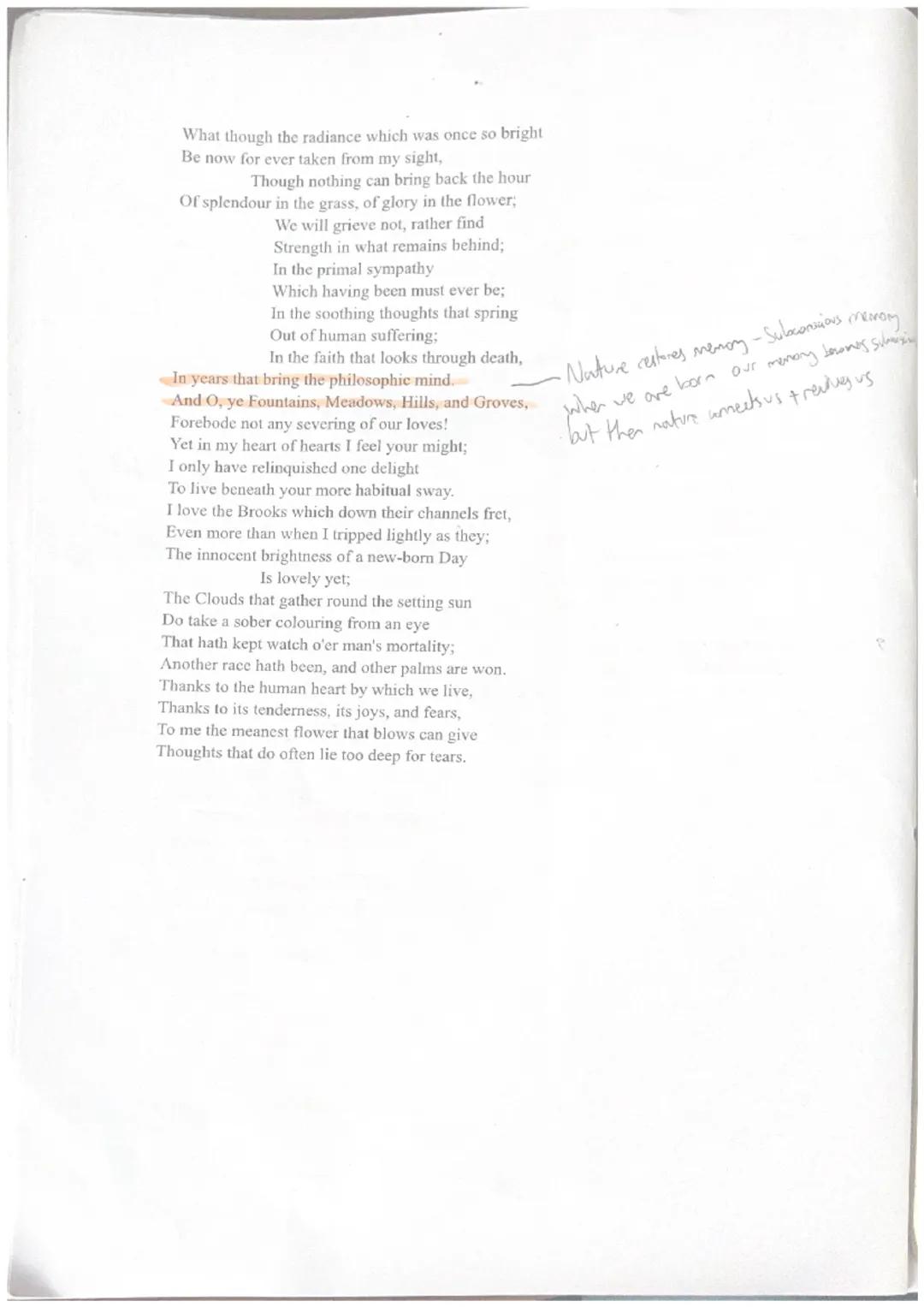 Ode: Intimations of Immortality from Recollections of Early
BY WILLIAM WORDSWORTH
Devotion tomhe
yearning for weckin to
Getter than many Chi