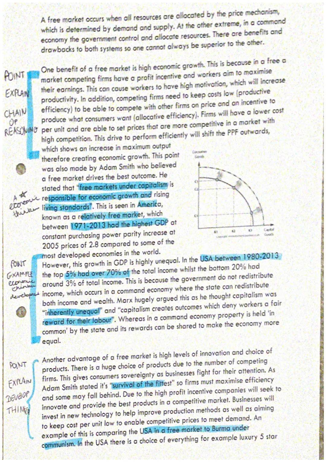 POINT
EXPLAN
CHAIN
REASONING
POINT
EXAMPLE
economic
econem responsible for economic growth and rising
think living standards. This is seen i