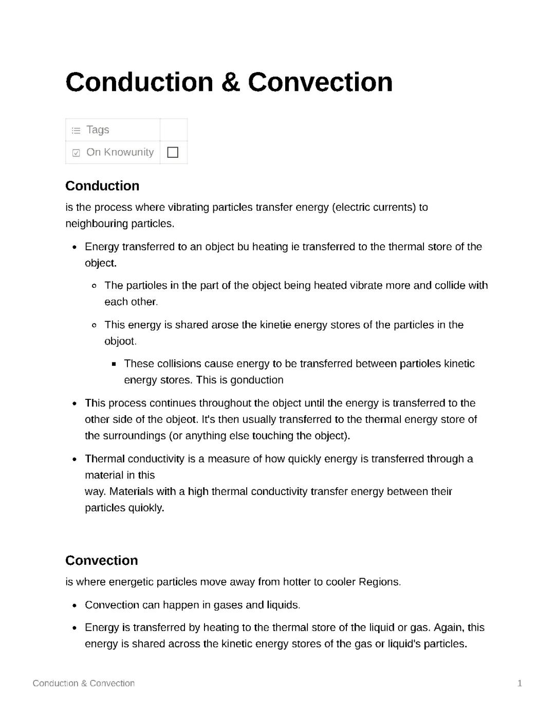 Conduction and Convection
