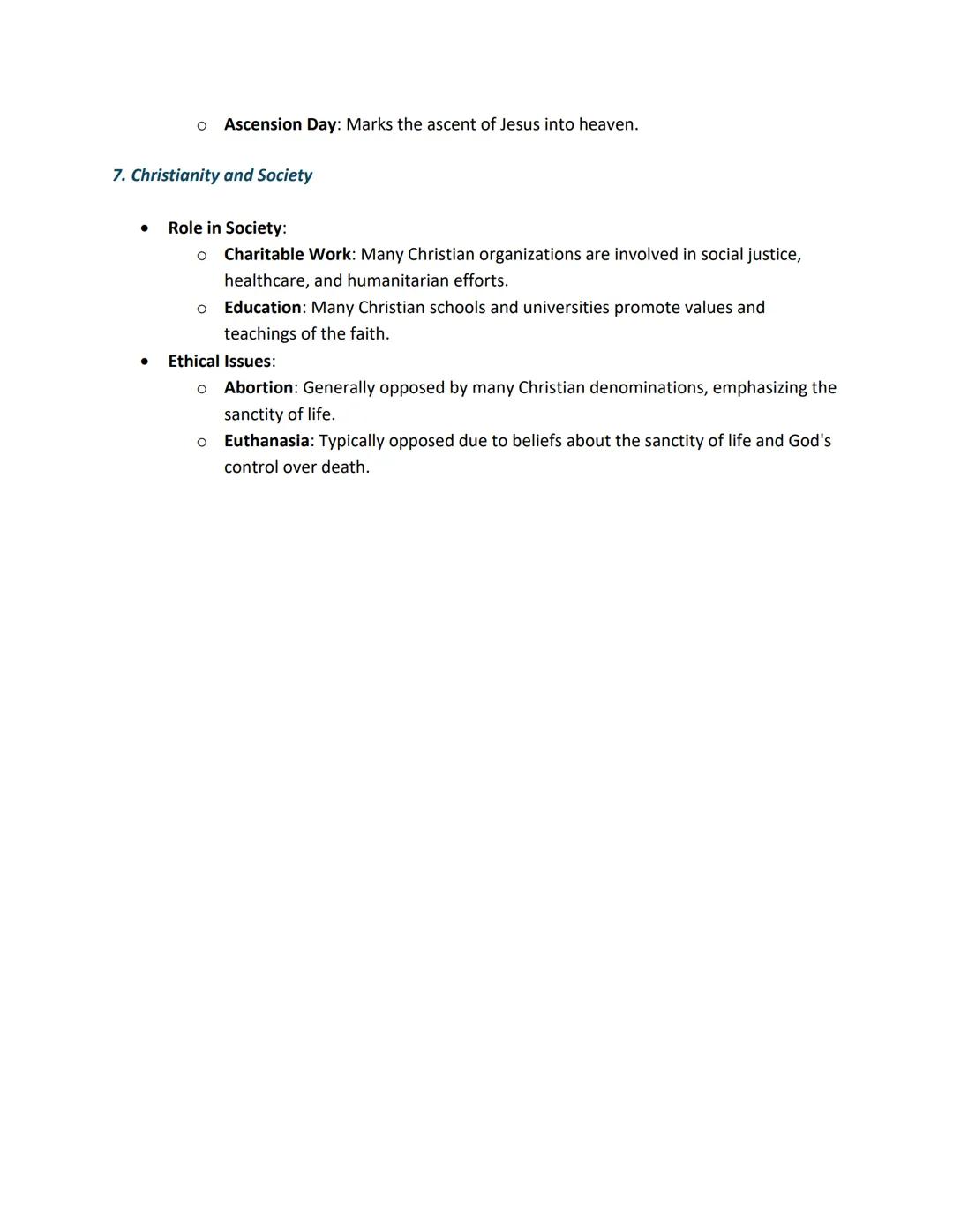 Christianity: Detailed Notes
1. Key Beliefs and Teachings
โข
.
โข
โข
โข
Monotheism: Christianity is a monotheistic religion, meaning it believes