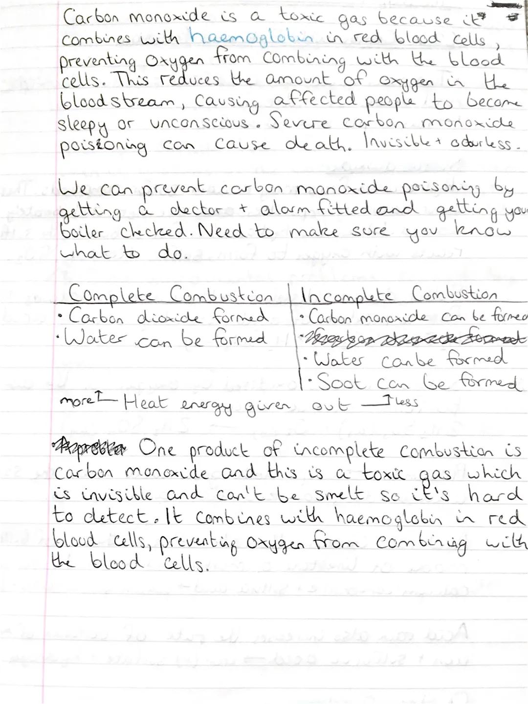 C2Od Complete and Incomplete Combustion
Complete Combustion
•Hydrocarbons burn in excess air to produce
carbon dioxide and water only. This