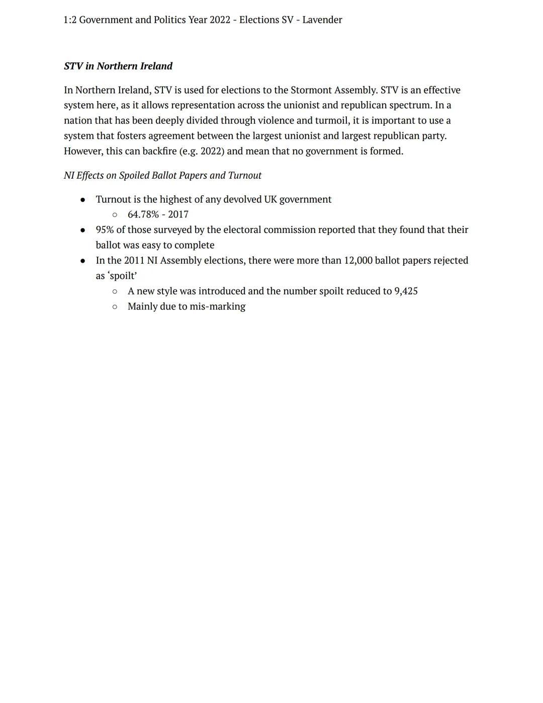 1:2 Government and Politics Year 2022 - Elections SV - Lavender
preparation task
government
Notes
Elections - STV
Heywood p118-121
Features