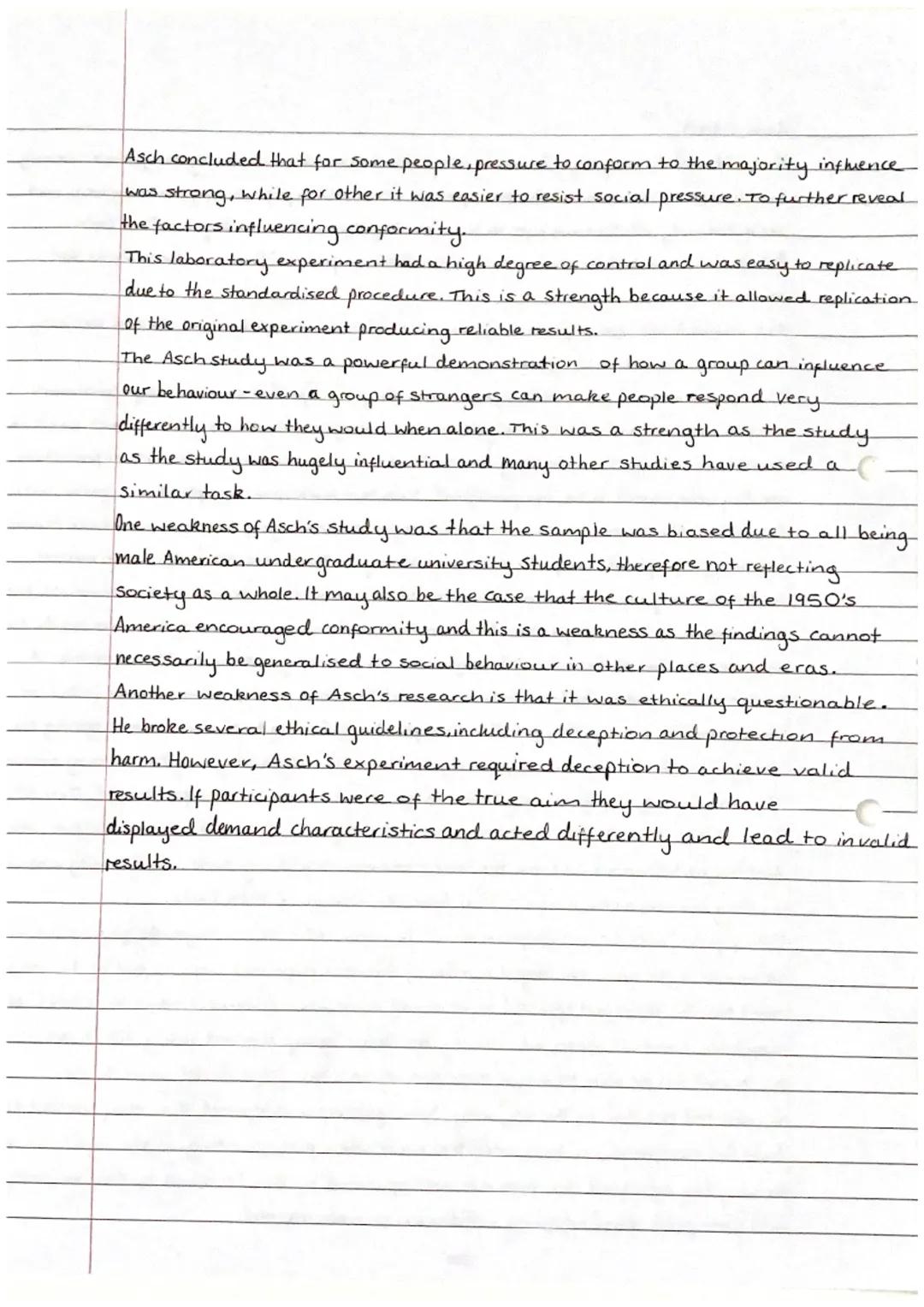 Asch (1951)
Asch addressed the ambiguity of Jenness by using a clear measure in his conformity study; there was only
One right answer. Asch