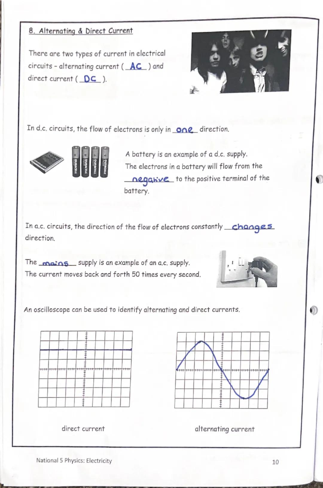 National 5
Physics
Electricity
Summary Notes National 5 Data Sheet
Speed of sound in materials
Speed of light in materials
Material
Speed in