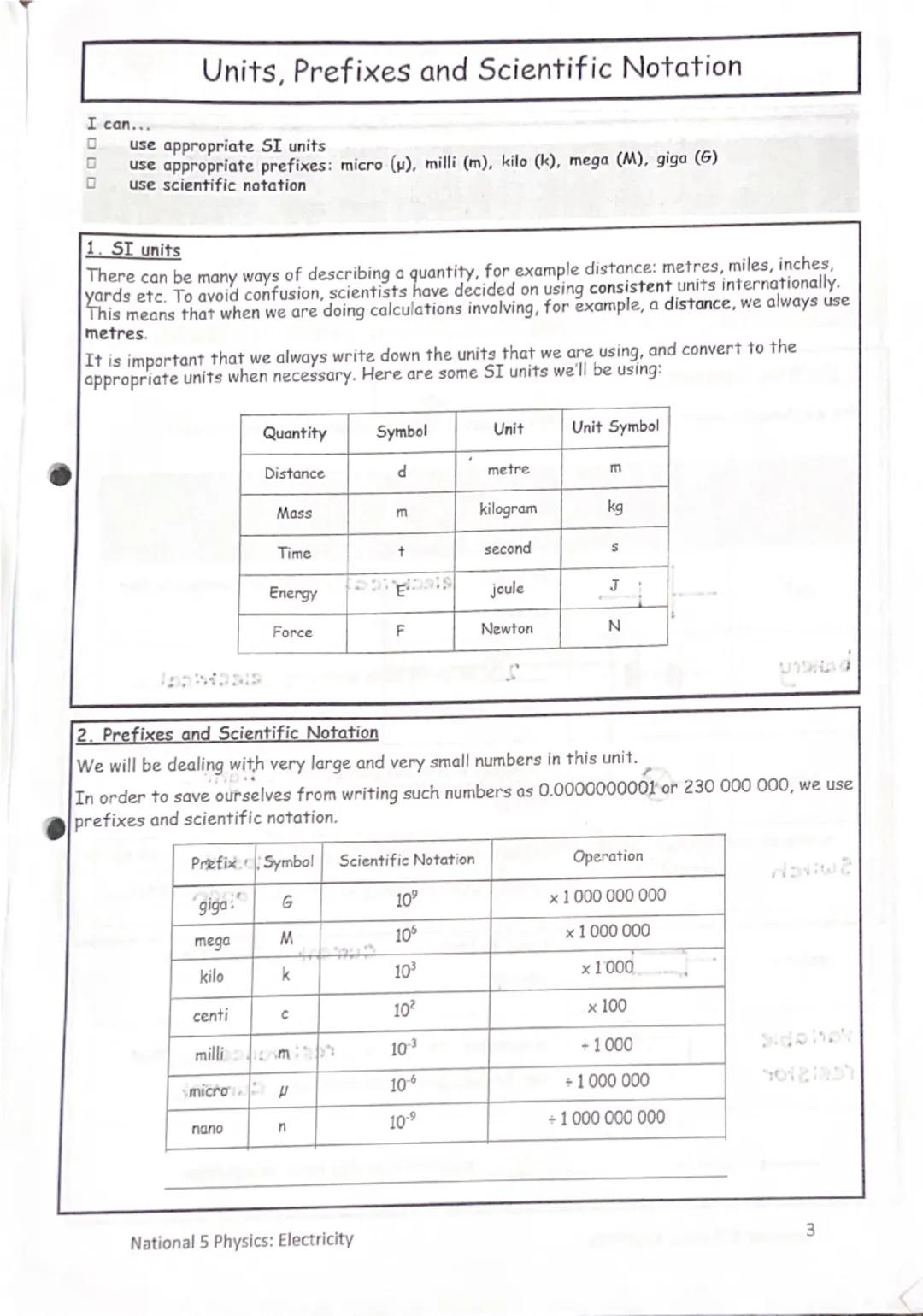 National 5
Physics
Electricity
Summary Notes National 5 Data Sheet
Speed of sound in materials
Speed of light in materials
Material
Speed in