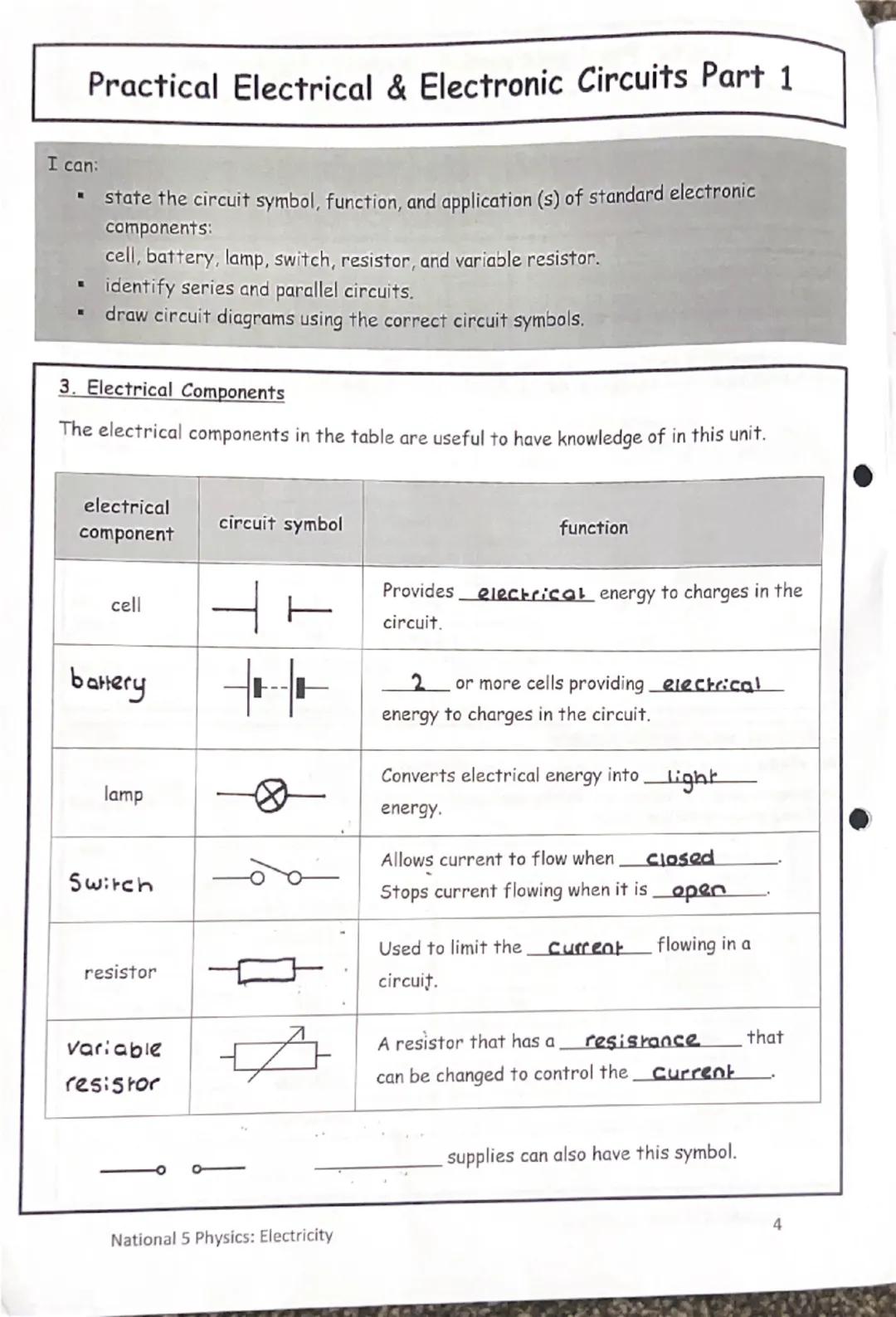 National 5
Physics
Electricity
Summary Notes National 5 Data Sheet
Speed of sound in materials
Speed of light in materials
Material
Speed in