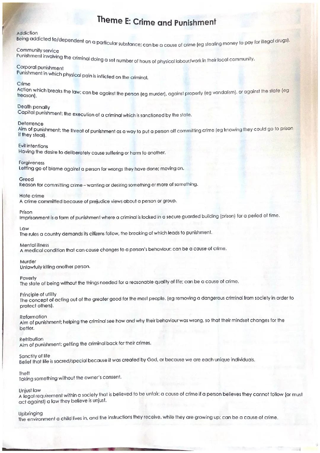 RE AQA GCSE THEME: crime and punishment