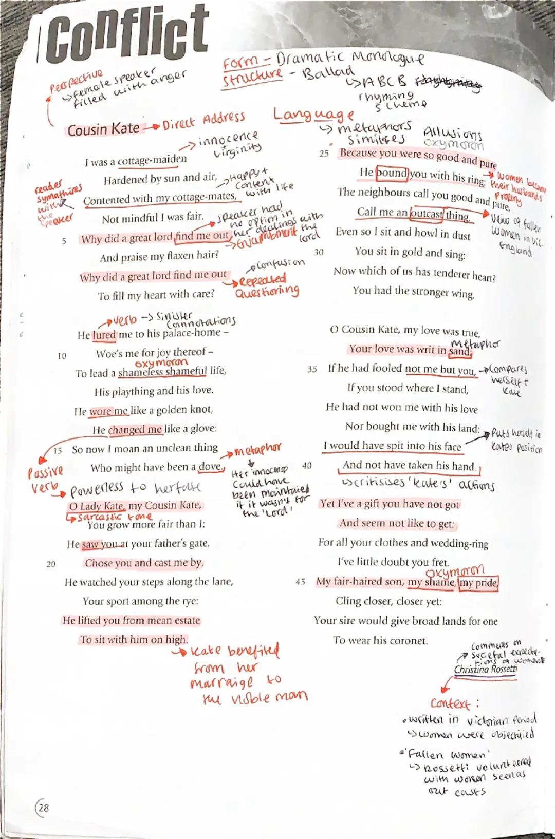 # Conflict
Part of Collection
of songs
* First person
Speaker
Speaker
takes
responsibility
for his
'wrath'
Relentless
growth of
anger
Re