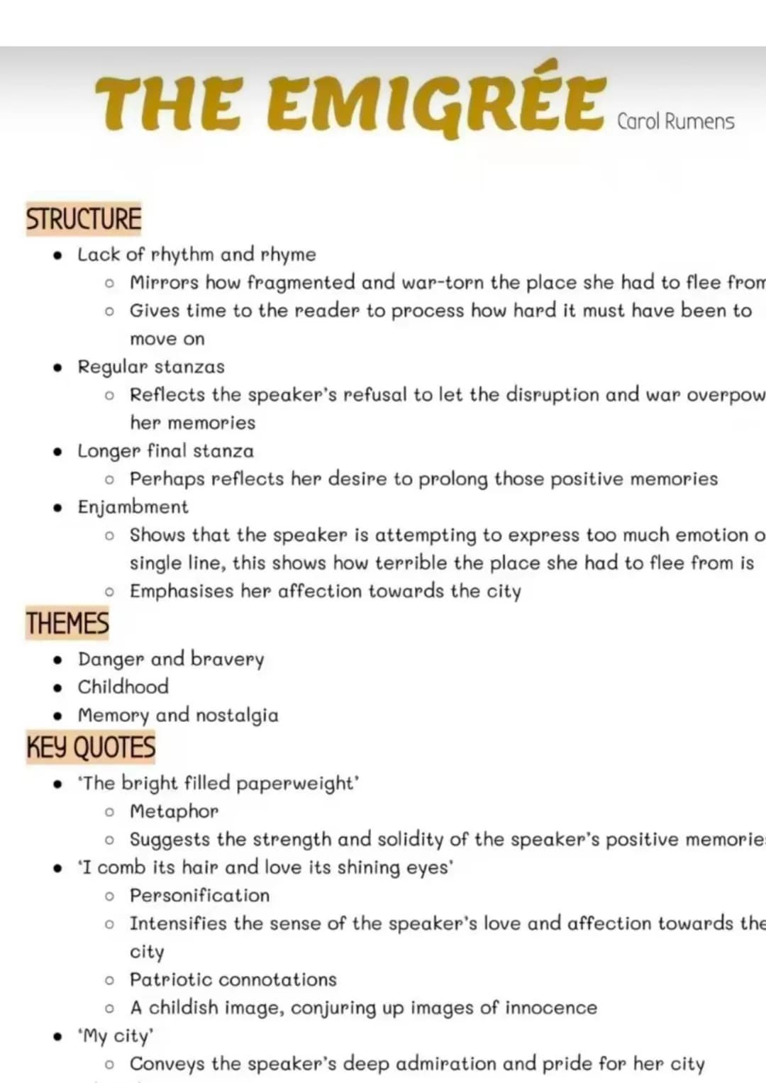 The emigree revision (English Literature) - Knowunity