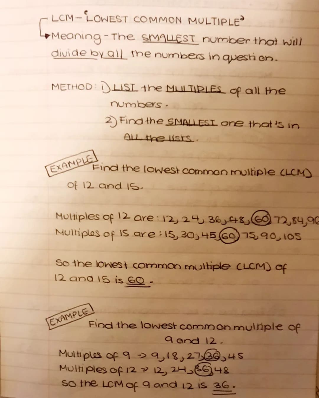- LCM-LOWEST COMMON MULTIPLE- → Meaning - The SMALLEST number that ...
